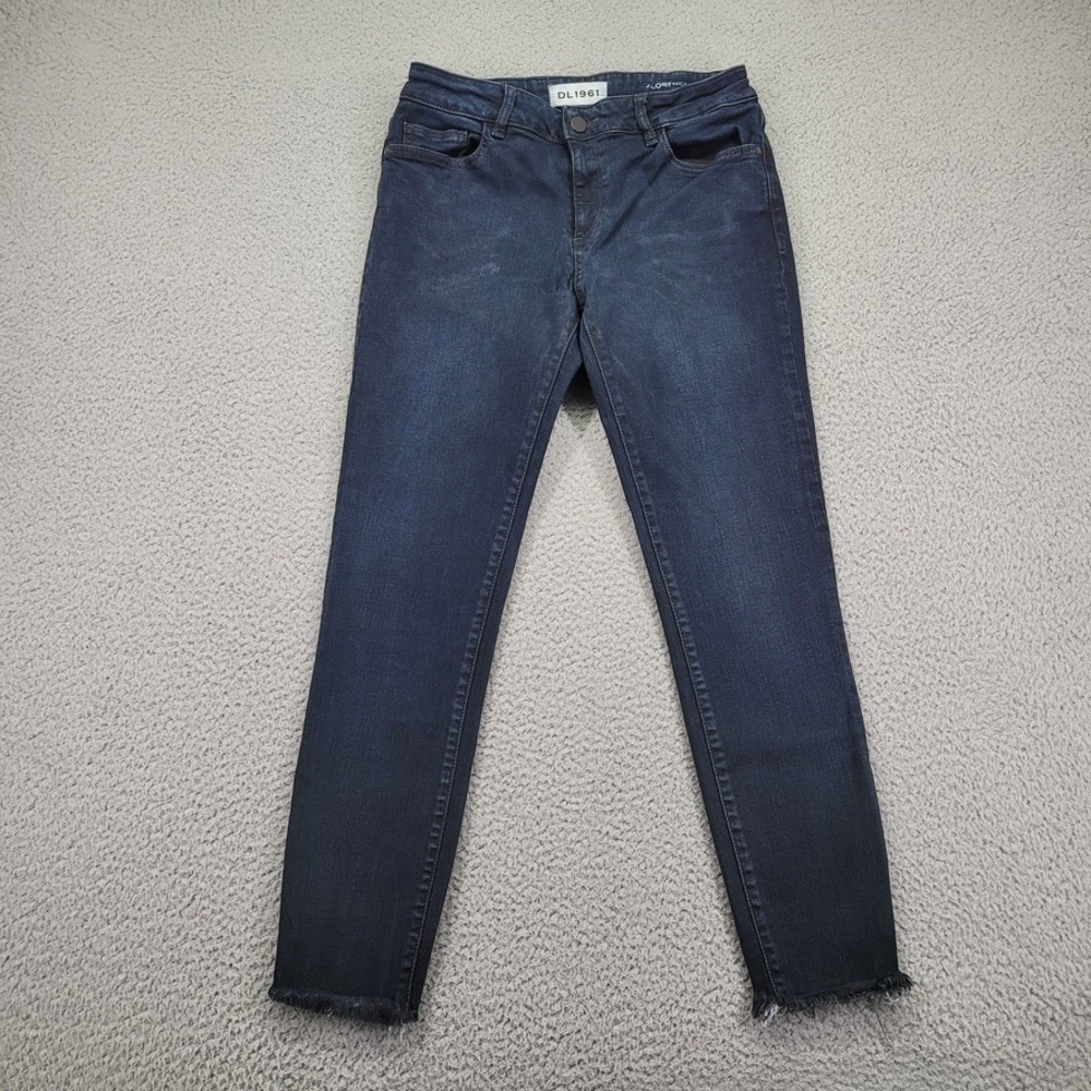 DL1961 Florence Jeans Womens 28 Blue Dark Wash Instasculpt Crop Frayed Hem